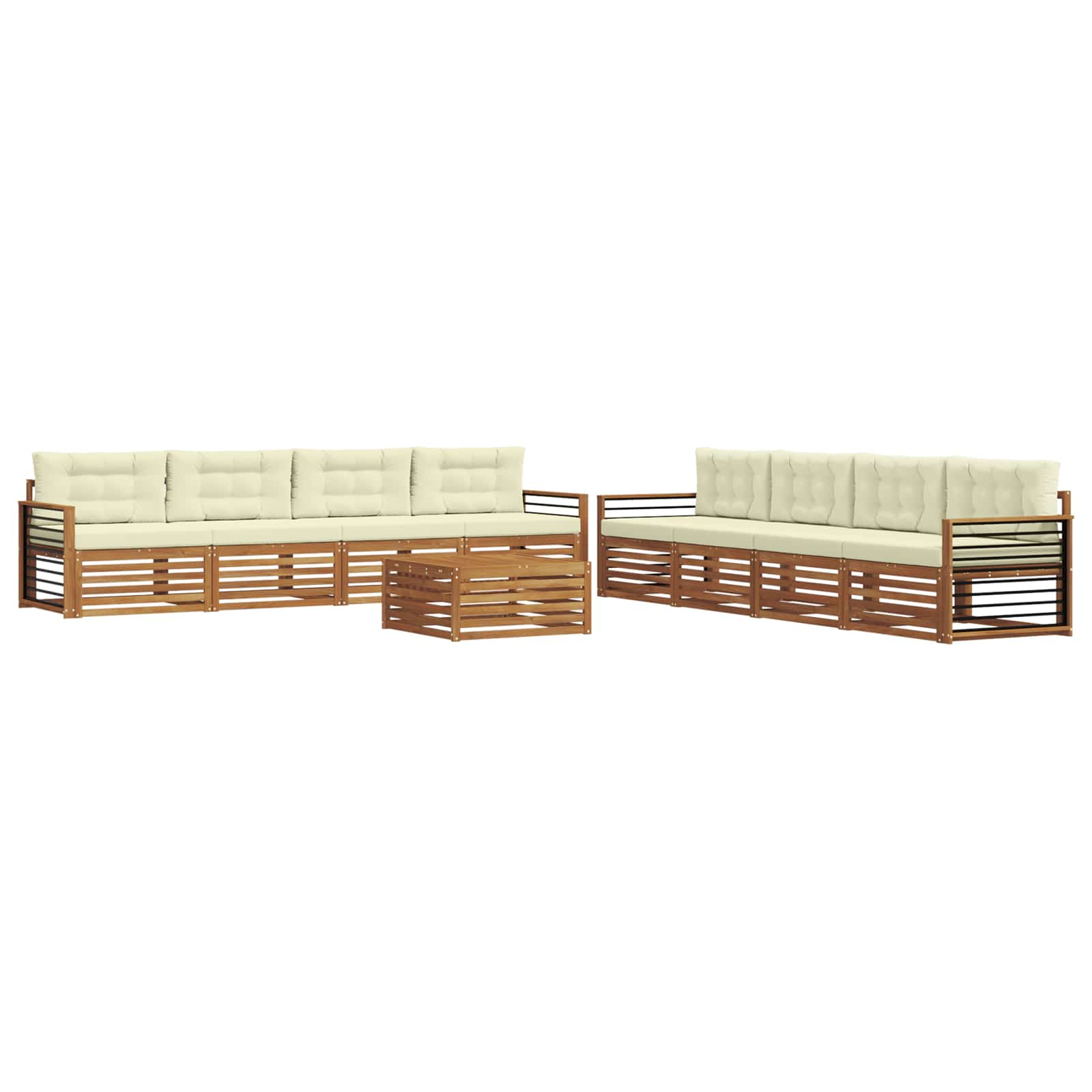 Ensemble de canapés d'extérieur 9 pcs naturel et crème