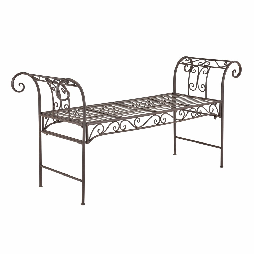 Banc de jardin vintage extérieur métal 70 x 147 x 46 cm bronze