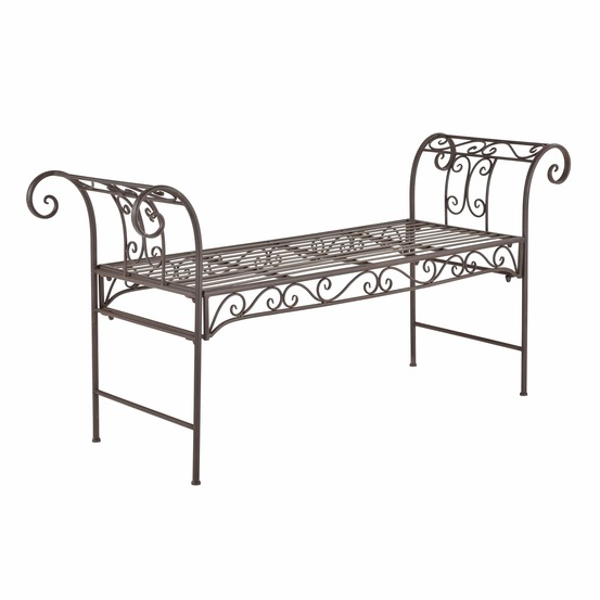 Banc de jardin vintage extérieur métal 70 x 147 x 46 cm bronze