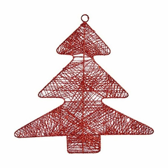 Décorations de noël rouge métal sapin de noël 36,7 x 0,2 x 37,5 cm h