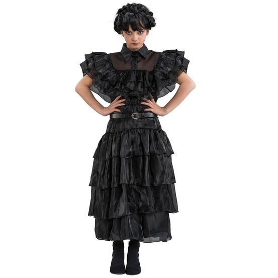 Robe de bal noire mercredi addams 152 cm