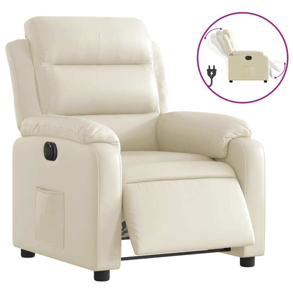 Fauteuil inclinable électrique crème similicuir