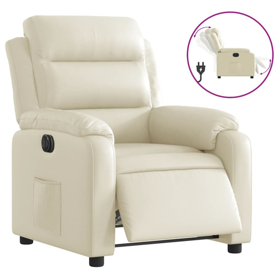 Fauteuil inclinable électrique crème similicuir