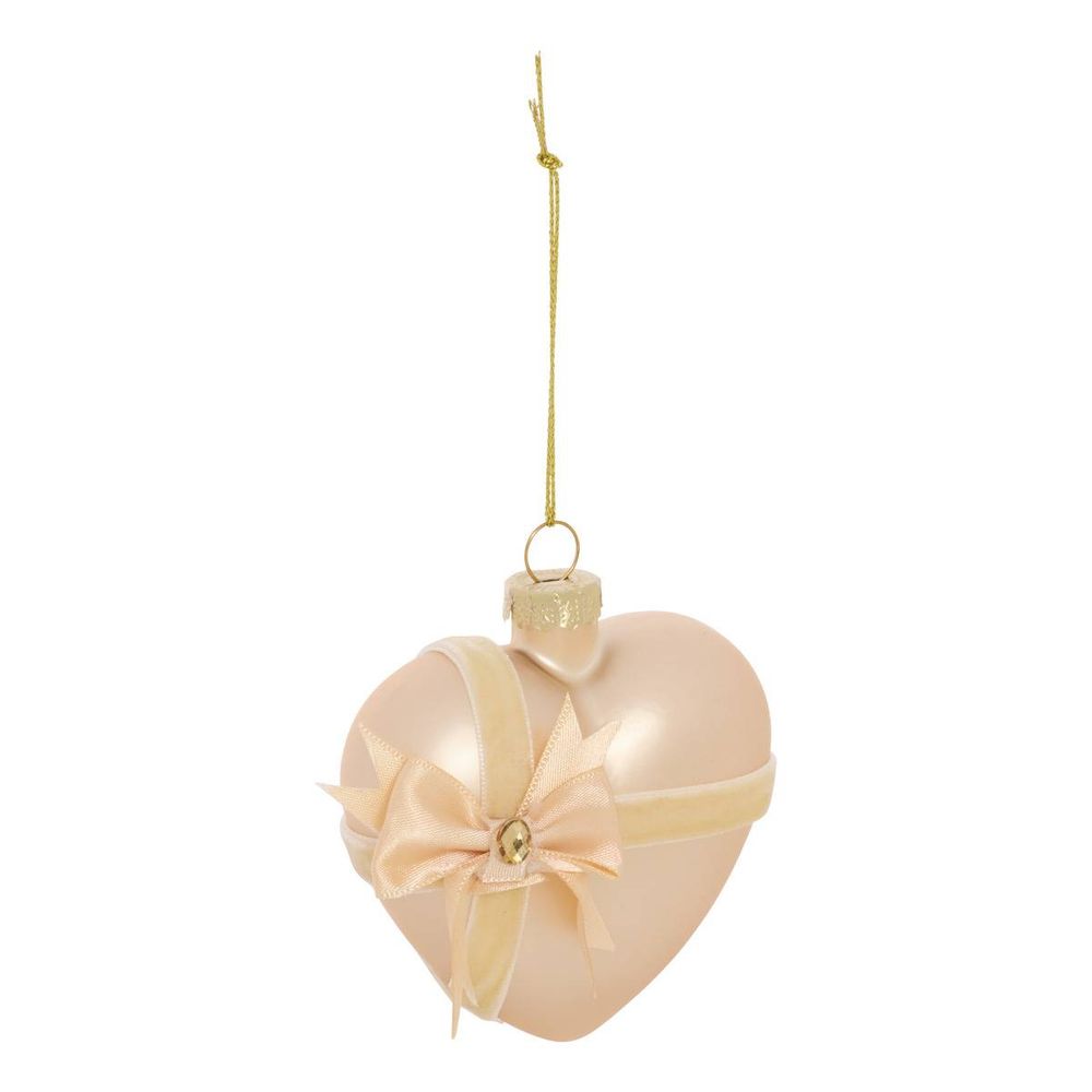 Suspension de sapin cœur en verre doré 8 cm