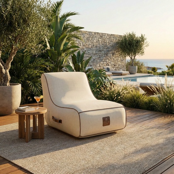 Fauteuil de jardin gonflable riviera collection aloha - blanc cassé