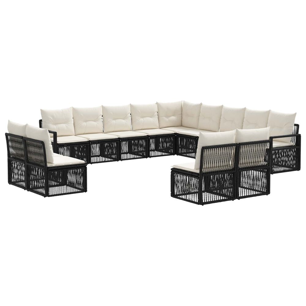 Ensemble de canapé de jardin 13 pc noir polyrotin