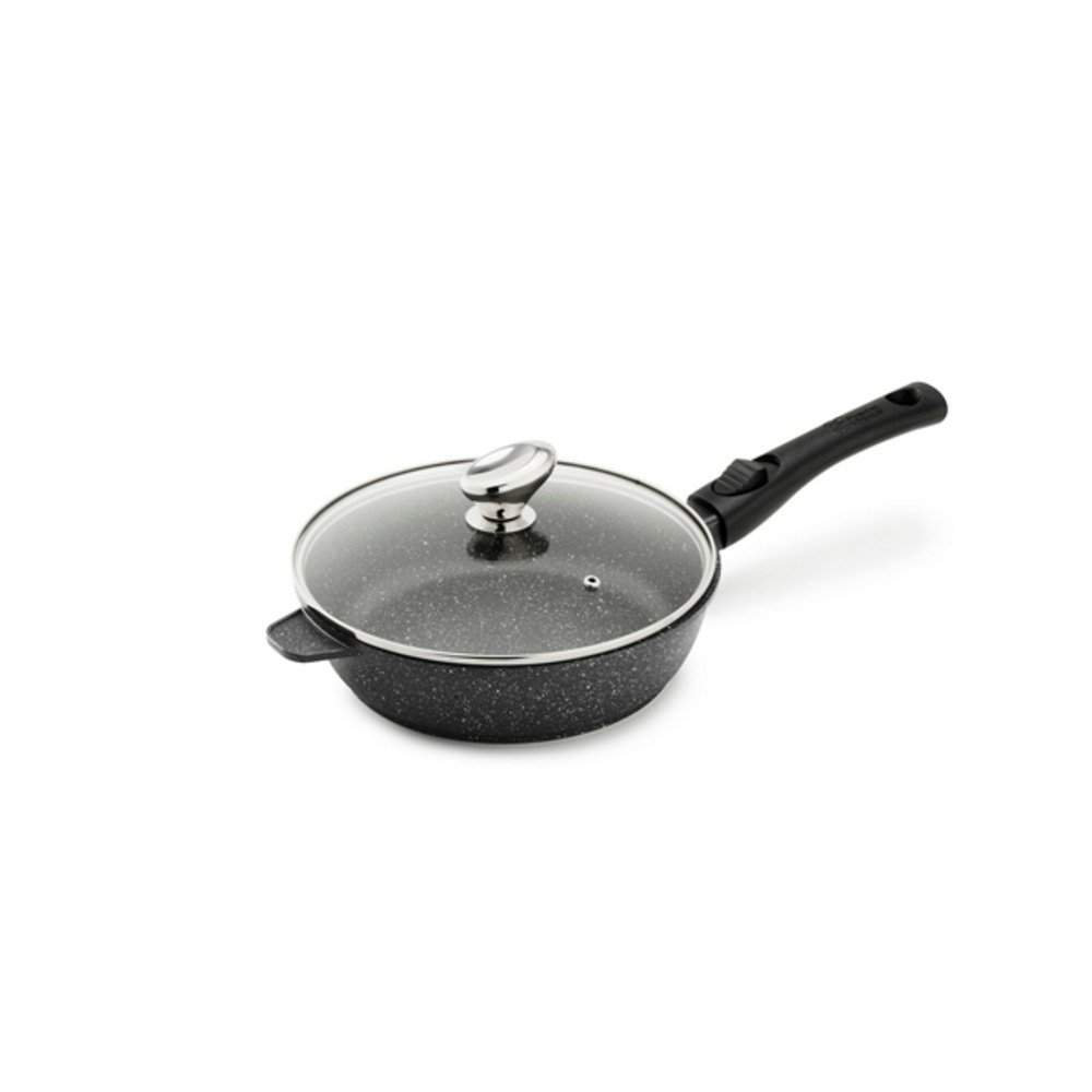 Sauteuse premium fonte d'aluminium manche amovible avec couvercle en verre - pradel