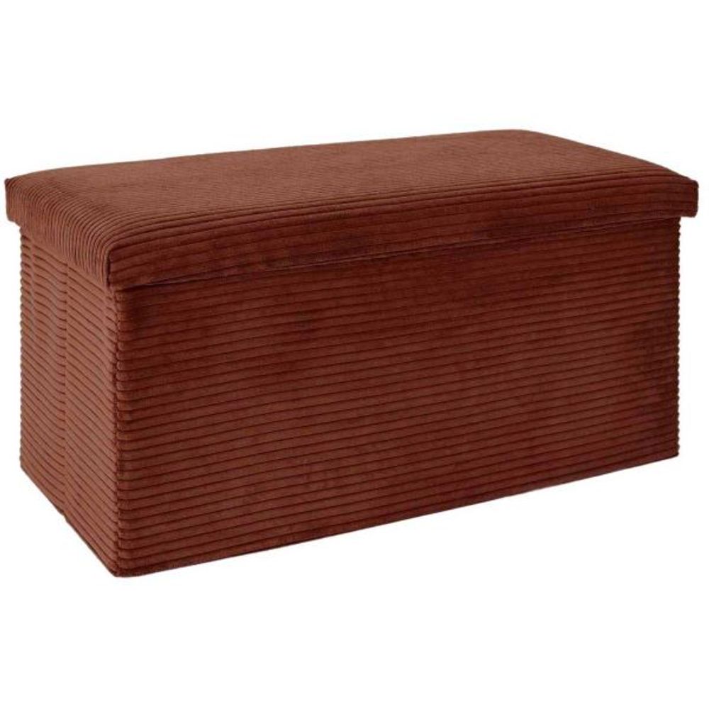 Coffre banc pliable en velours côtelé scott terracotta