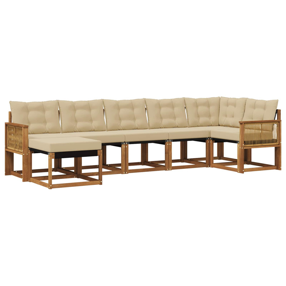 Ensemble de canapés d'extérieur 7 pcs naturel et beige