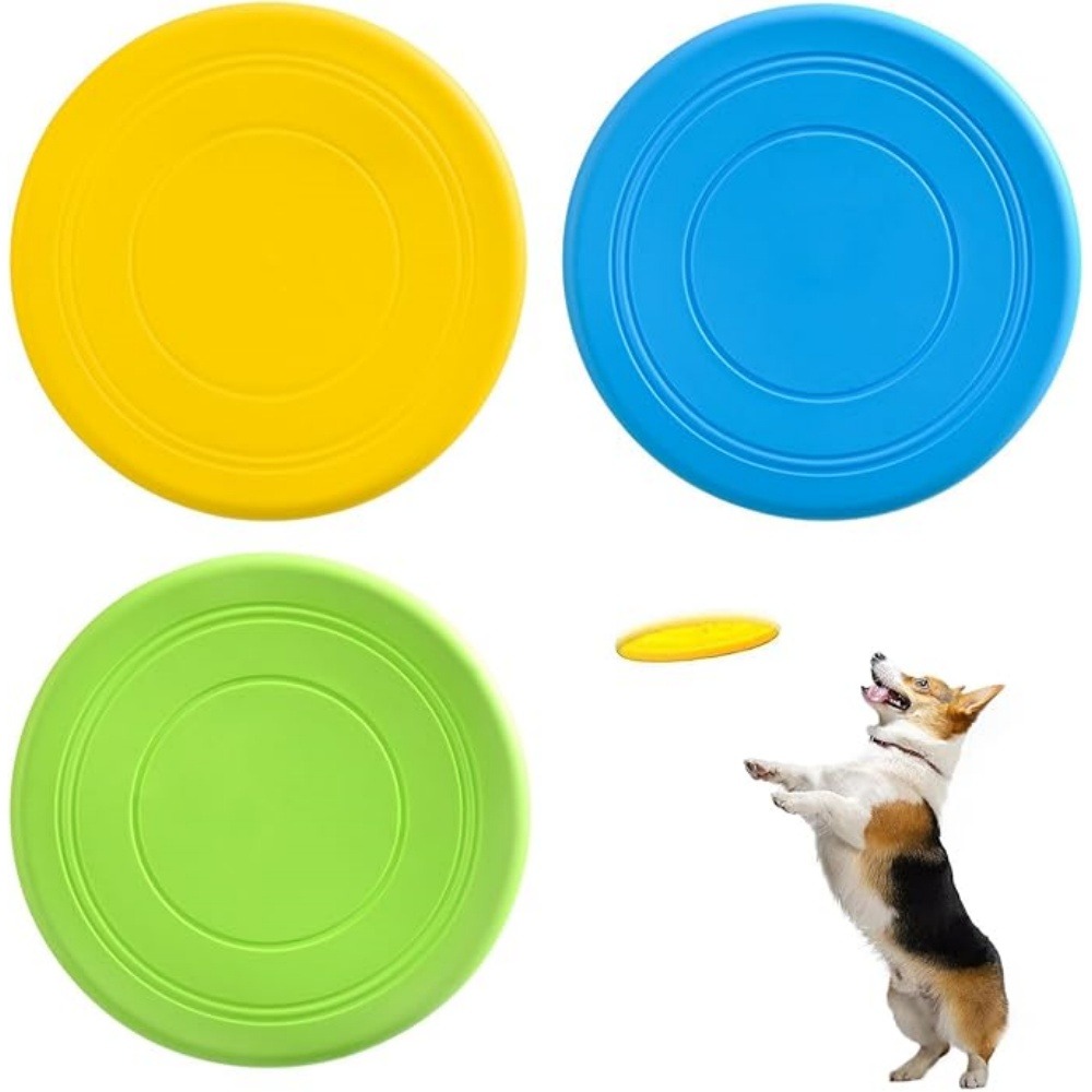 3 pack frisbees en caoutchouc naturel pour chien