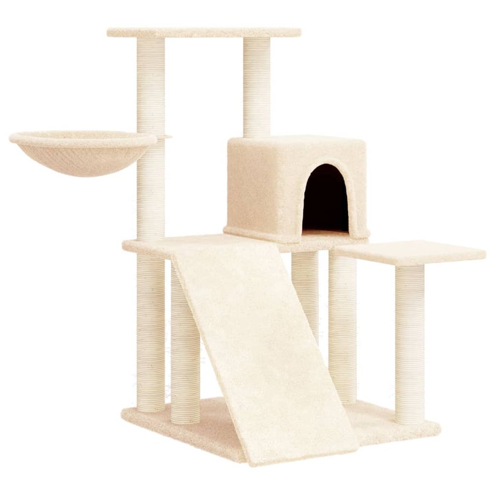 Arbre à chat meuble tour grimper jouet grattage grattoir escalade plateforme avec griffoirs en sisal 82 cm crème