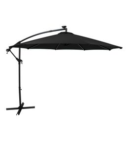 Parasol banane à mât déporté à led 3 m - noir