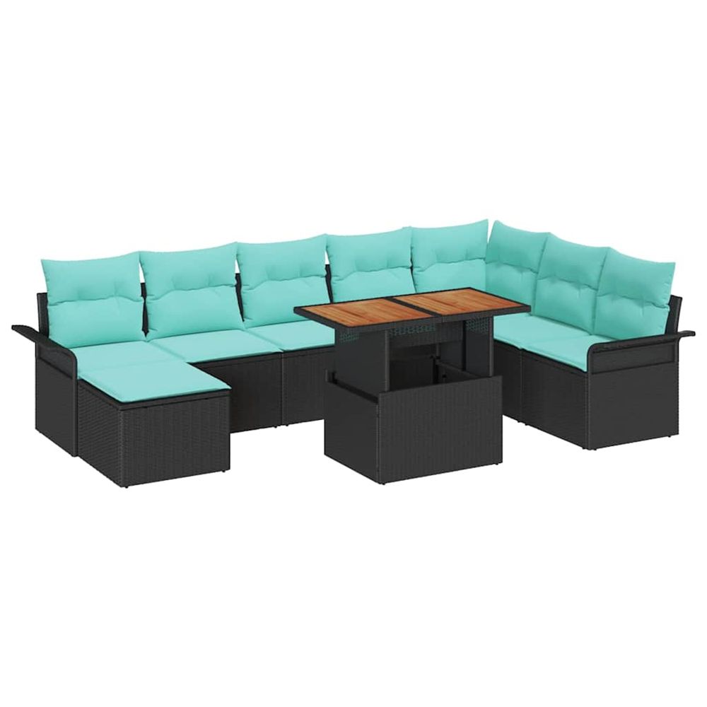 Ensemble de canapé de jardin 9 pc noir poly rotin