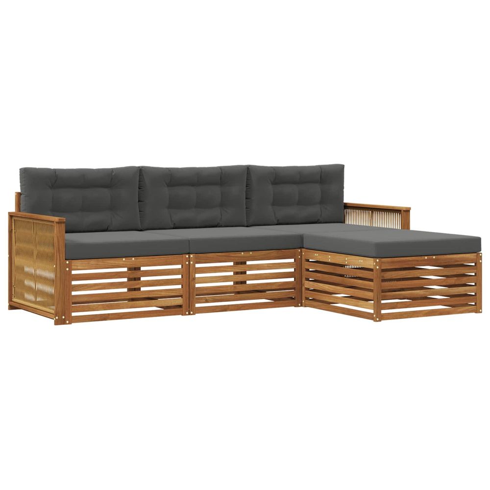 Ensemble de canapés d'extérieur 4 pc naturel et anthracite