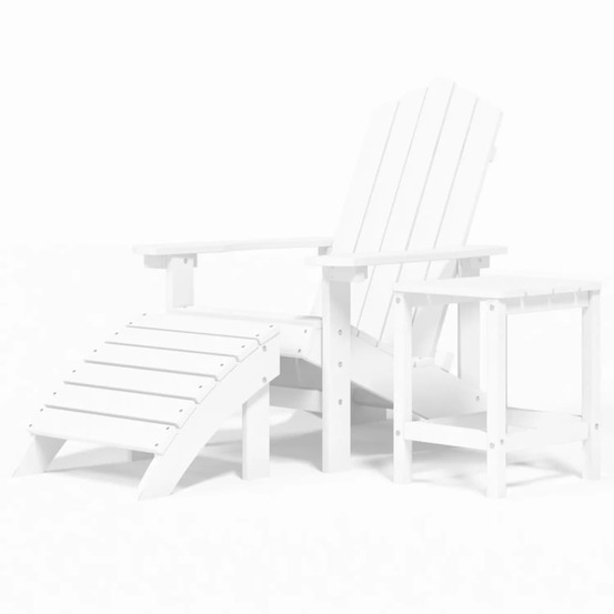 Chaise de jardin adirondack repose-pied table pehd blanc