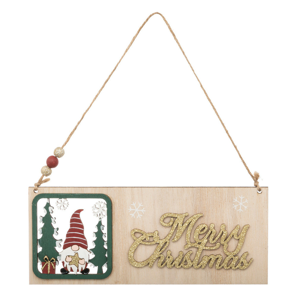 Déco de noël pancarte murale gnome et merry christmas l 22 cm