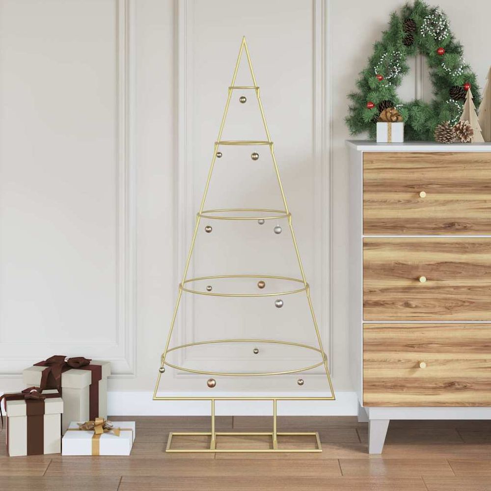 Sapin de noël design en acier décoration festive intérieur extérieur doré 125 cm