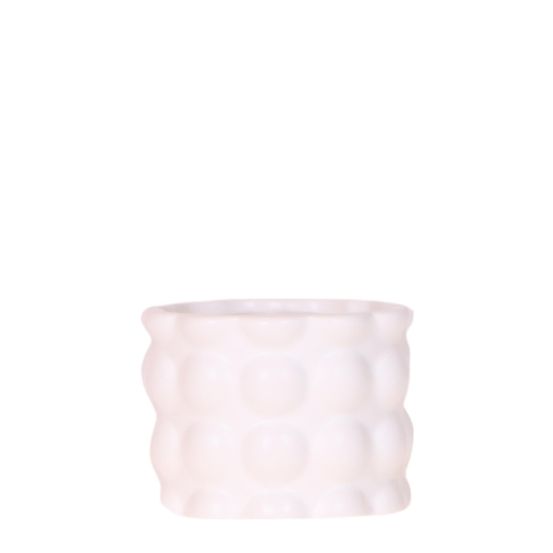 Cache-pot céramique mat texture bulles - douceur cosy - pot de 6cm - blanc