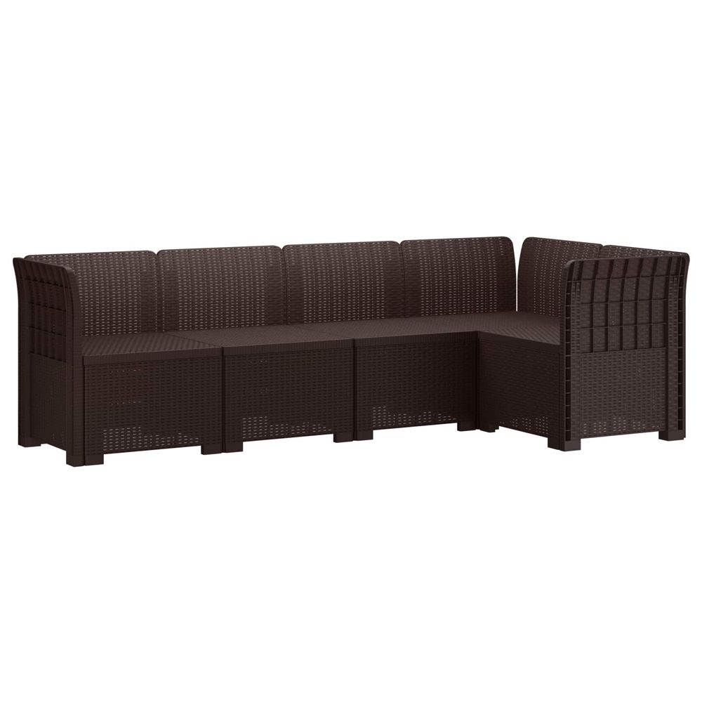 Canapé de jardin 5 places aspect rotin pp marron