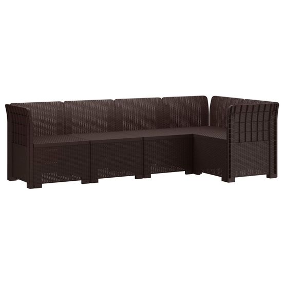 Canapé de jardin 5 places aspect rotin pp marron