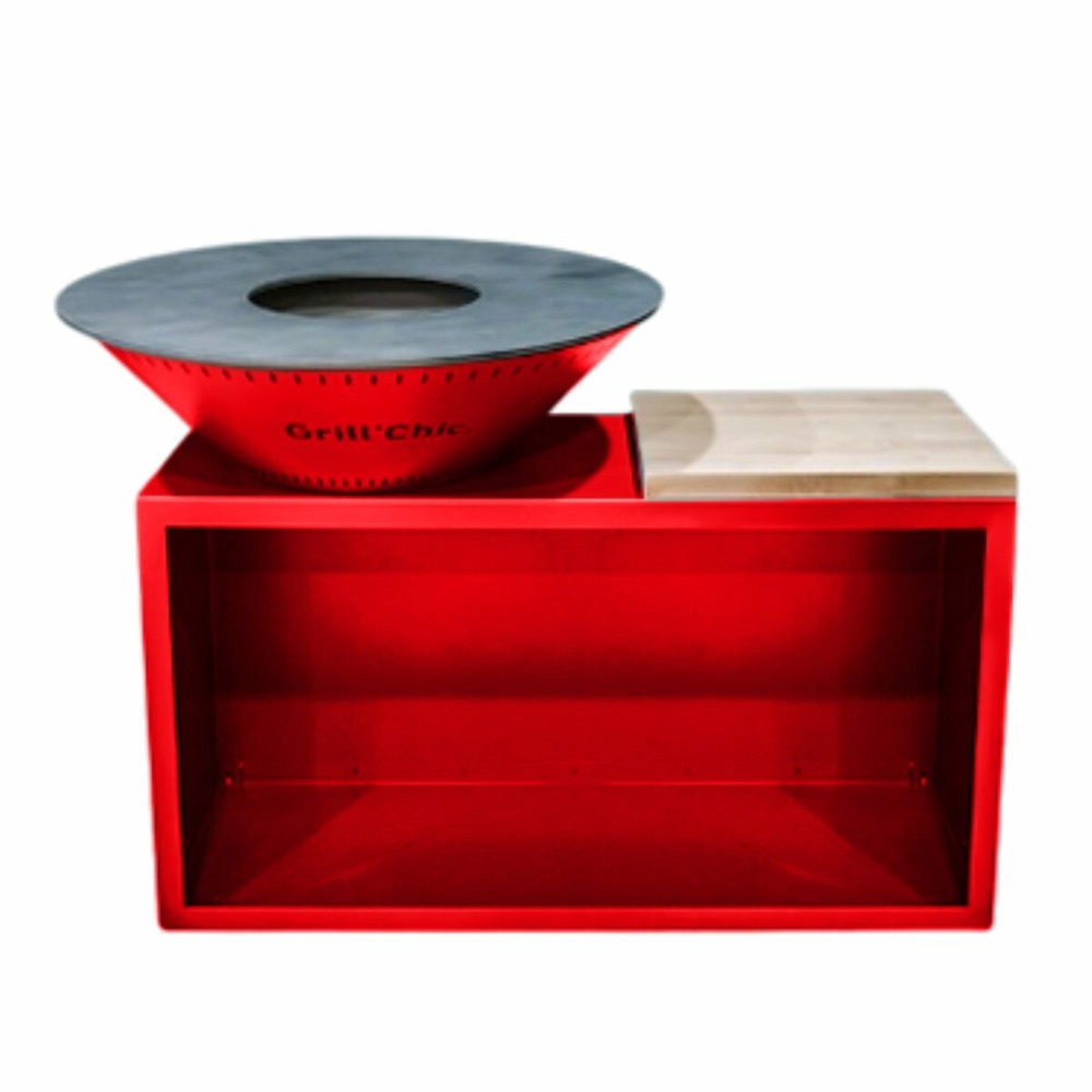 Traditionnel double cuve acier - brasero 83 cm rouge - petit modèle le dynamique et fonctionnel, idéal pour des moments conviviaux