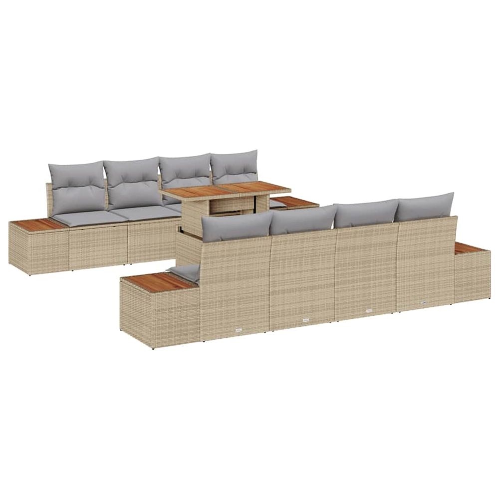 Ensemble de canapé de jardin 9 pc beige poly rotin