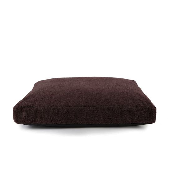 Tuileries - lit pour chien de luxe, orthopédique et déhoussable, en bouclette brownie, 100x70x12cm