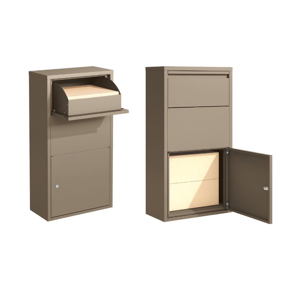 Boîte aux lettres murale taupe – acier galvanisé avec serrure cylindre et 2 clés