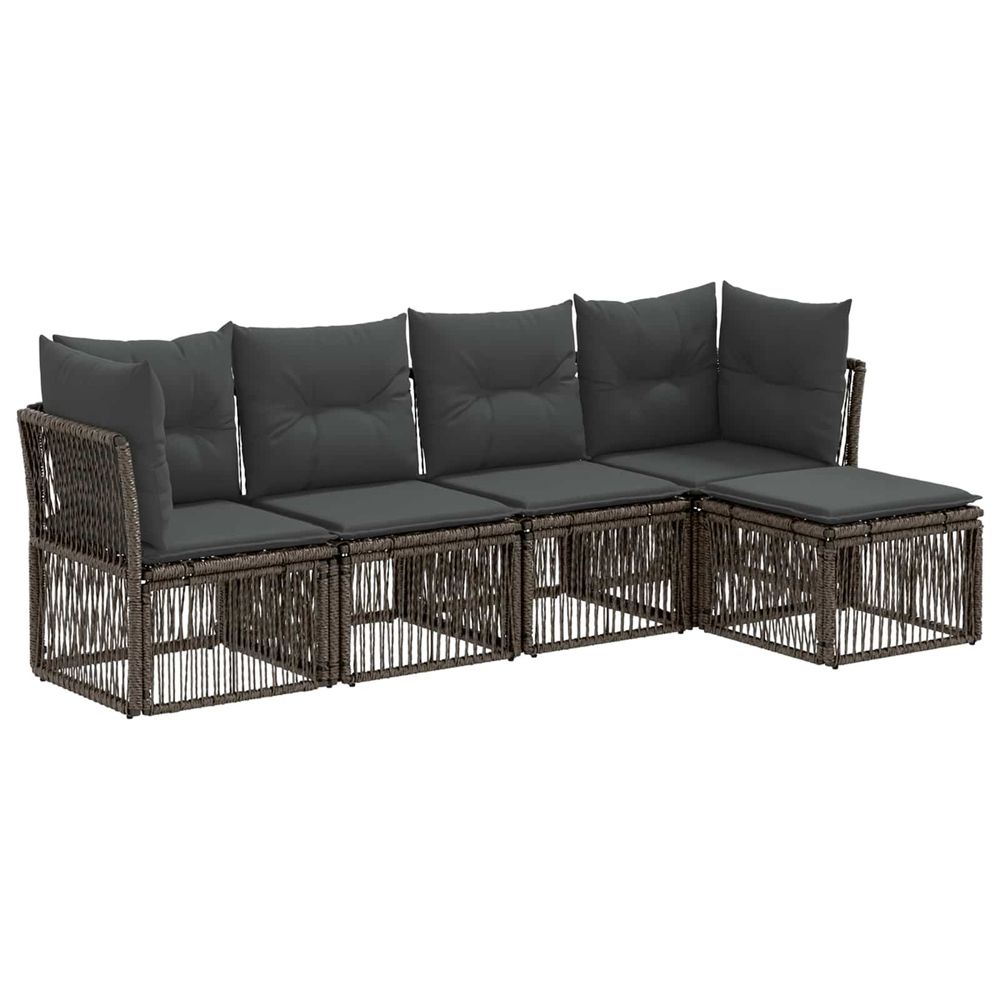 Ensemble de canapé de jardin 5 pc gris polyrotin