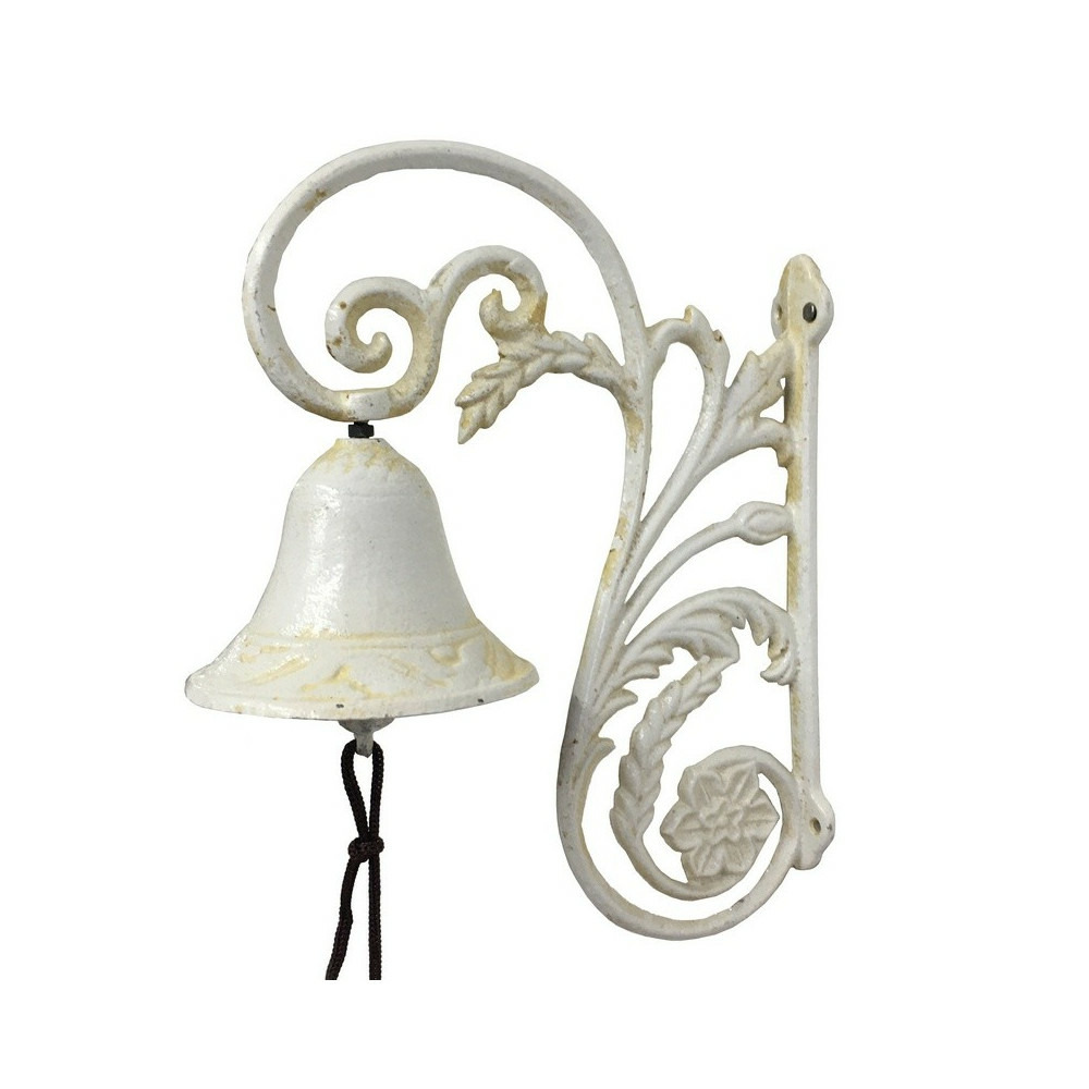 Cloche de jardin de porte ancienne en fonte blanche 23 x 19. 5 cm