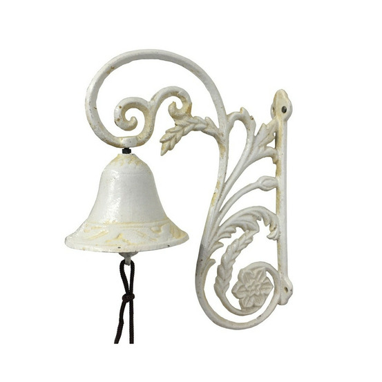 Cloche de jardin de porte ancienne en fonte blanche 23 x 19.5 cm