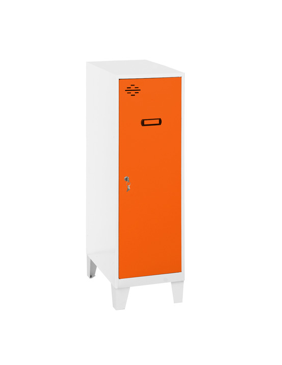 Casier-armoire simonlocker dism.mini + ban. 915x400x500+pies b/oran blanc/orange 1015x400x500 - simonrack