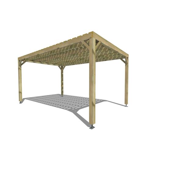 Pergola bois • 3m x 5m • indépendante • sens profondeur • platelage bois • livraison comprise
