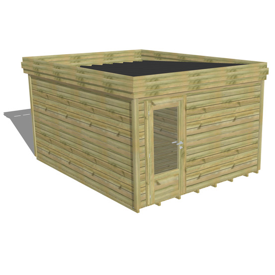 Abri de jardin bois pin traité autoclave 27mm - 3,44x4,34m / 15m2 - bac acier - plancher bois