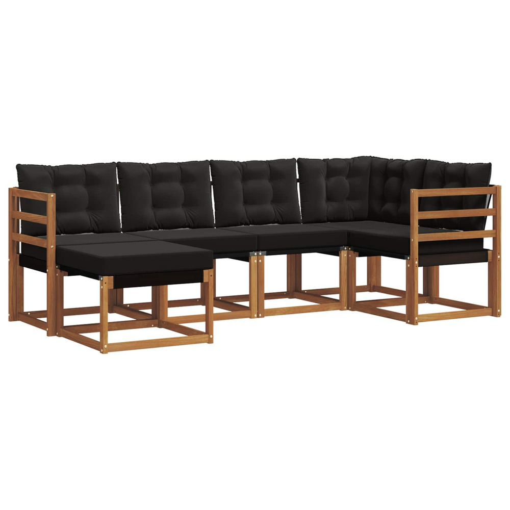 Ensemble de canapés d'extérieur 6 pcs naturel et noir