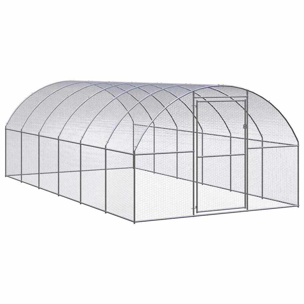 Poulailler extérieur acier galvanisé enclos grillagé pour jardin 3x6x2 m