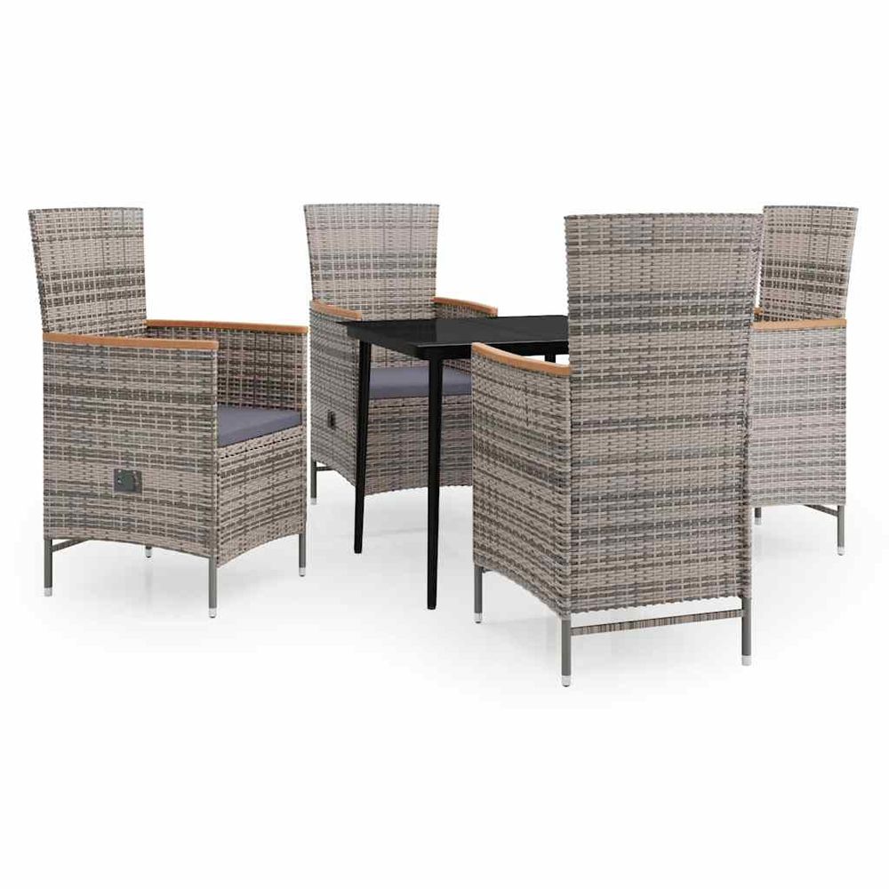 Ensemble à manger de jardin avec coussins 5 pcs gris