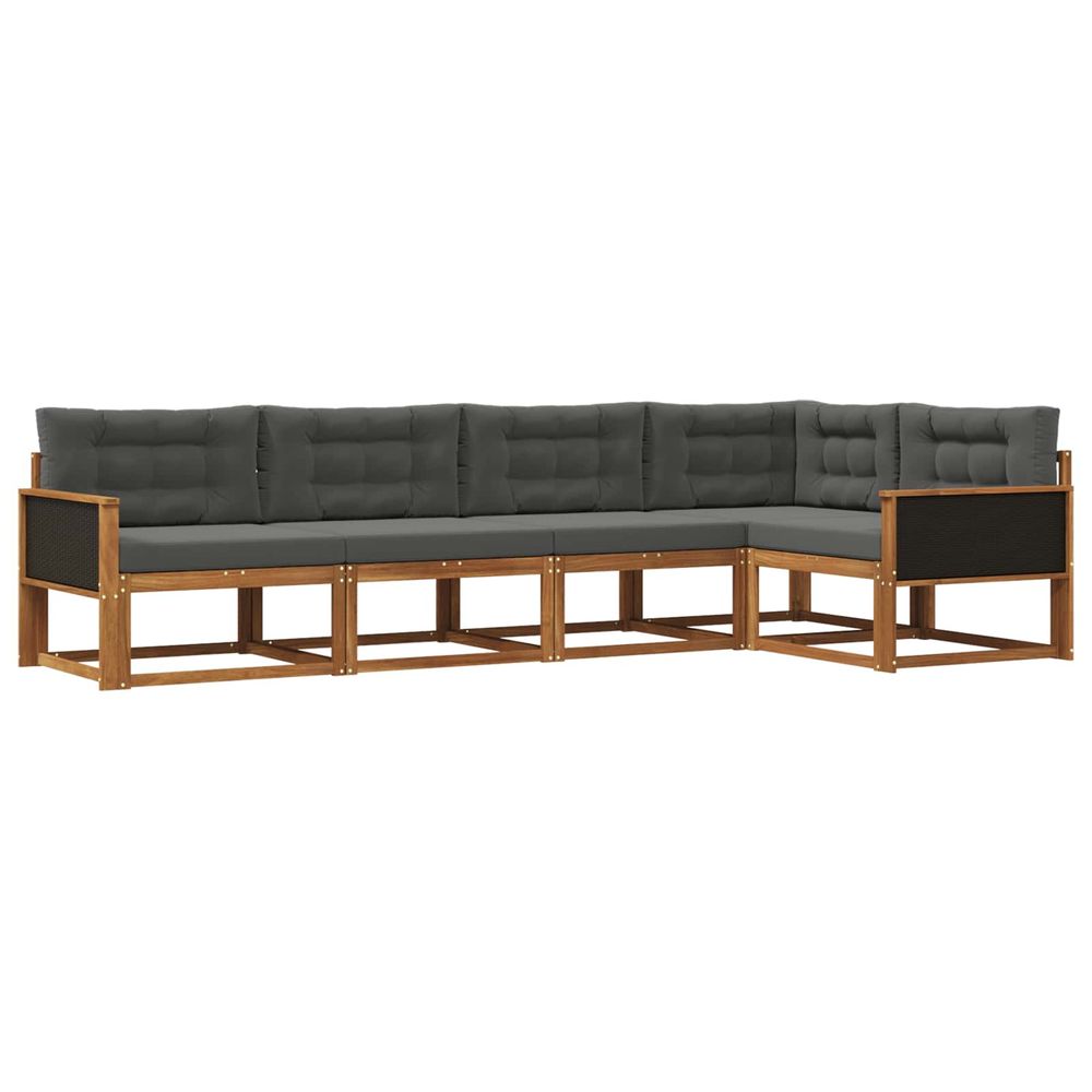 Ensemble de canapés d'extérieur 5 pc naturel et anthracite