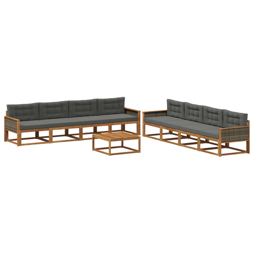 Ensemble de canapés d'extérieur 9 pcs naturel et anthracite