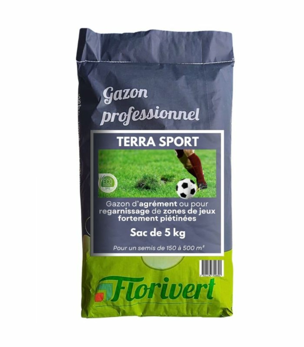Gazon sport jeux terra sport 5 kg, résistance au piétinement et établissement rapide - florivert 1206459