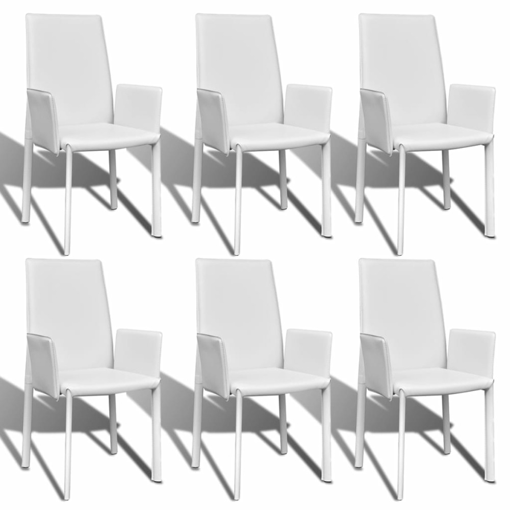 Chaises de salle à manger 6 pcs blanc similicuir