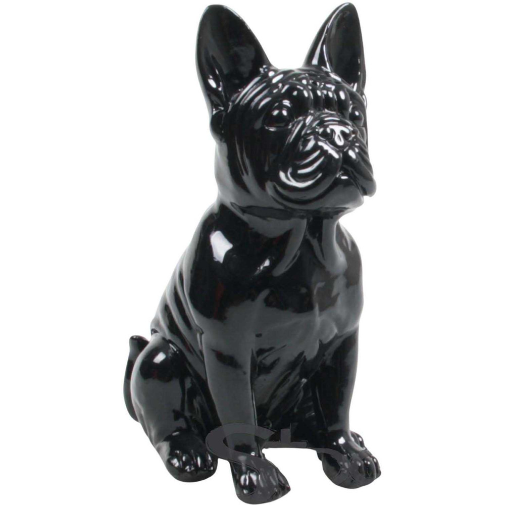 Bouledogue français en résine 20 cm noir