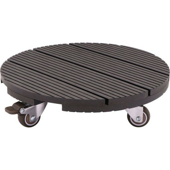 Support de pot a roulettes - - wpc h7,5 x ø30 cm - 4 roulettes - anthracite