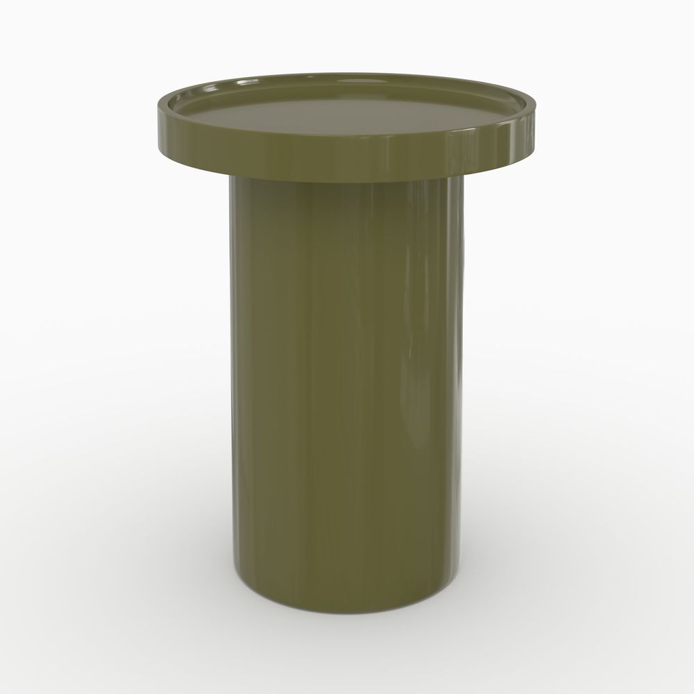 Nora-table d'appoint laquée vert olive en mdf, d40 cm
