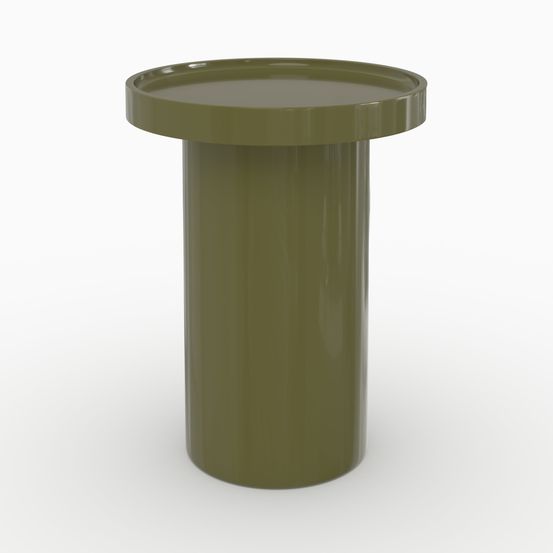 Nora-table d'appoint laquée vert olive en mdf, d40 cm