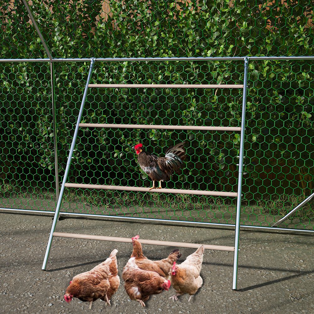 Perchoir poulailler métal galvanisé bois 105 x 144 cm pour poules repos et exercice