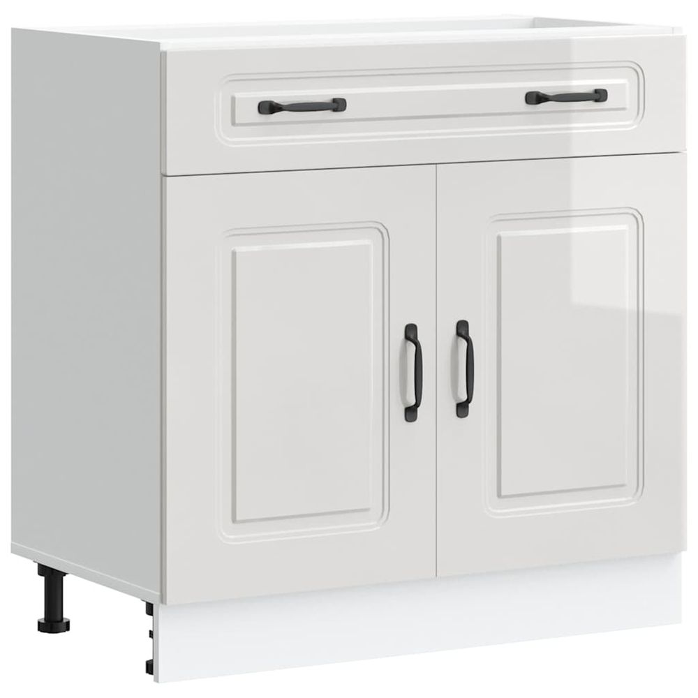 Armoire de cuisine kalmar blanc brillant bois ingénierie
