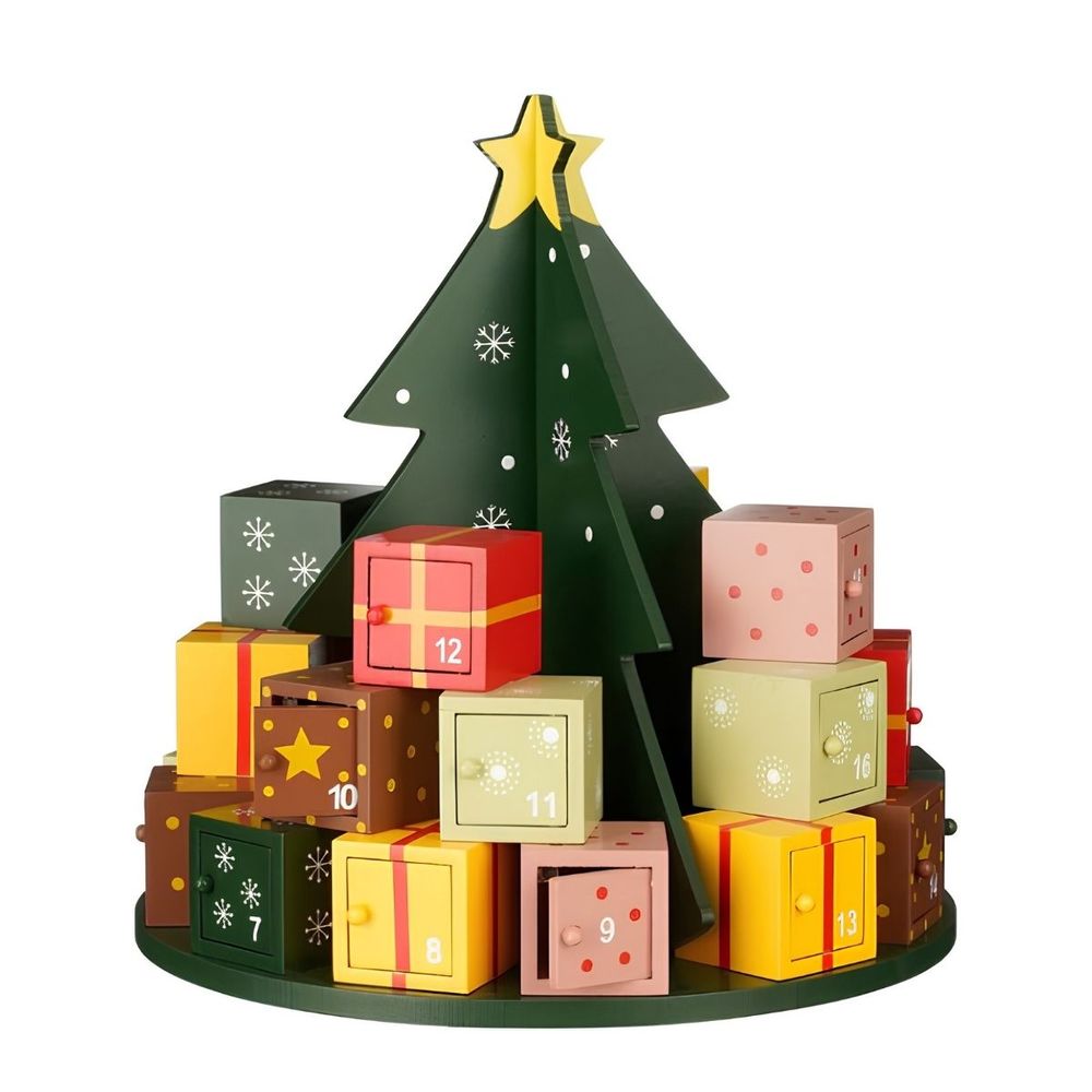 Mica decorations calendrier de l’avent de noël - sapin de noël avec 24 compartiments cadeaux - pour enfants et adolescente - h30