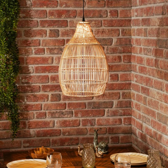 Esotec suspension solaire esthétique kairo en poly rotin ip44 résistant aux intempéries 102239