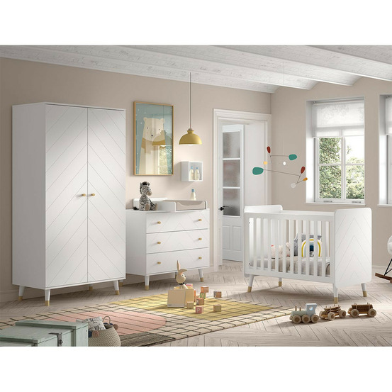 Pack - lit bébé, armoire & commode